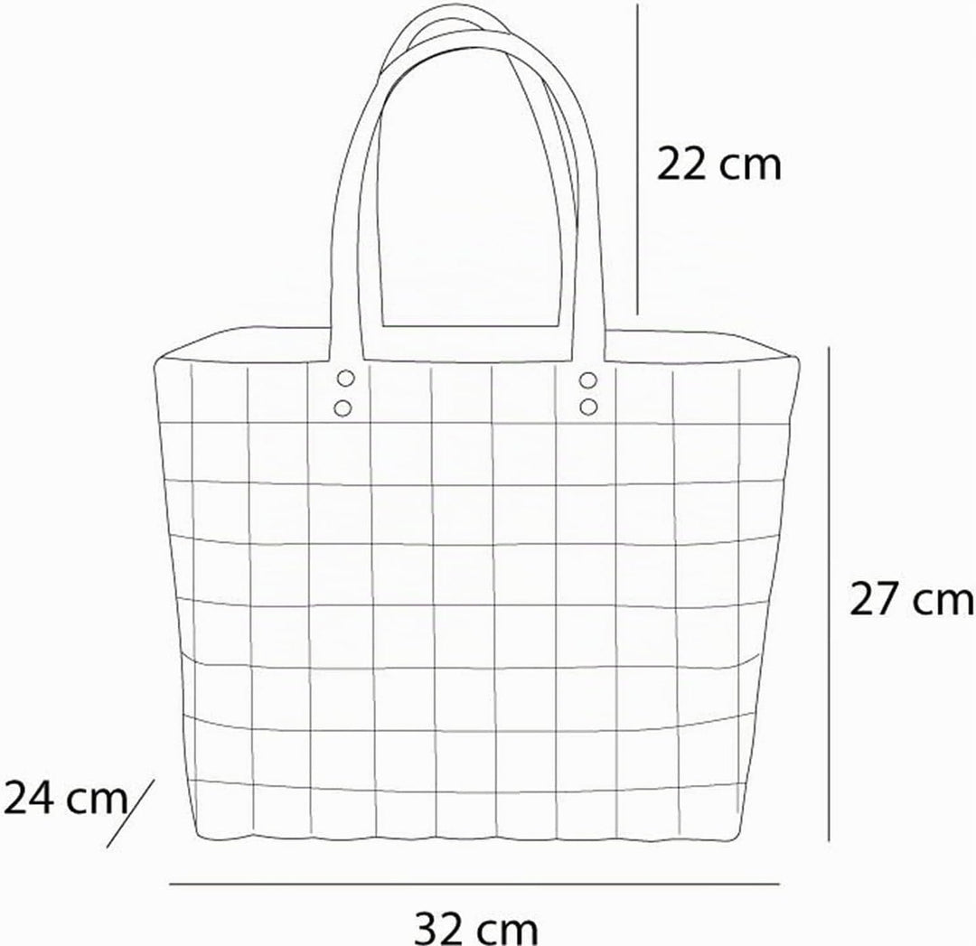normani Einkaufskorb Shopper geflochten aus Kunststoff - robuster Strandkorb aus wasserabweisendem M