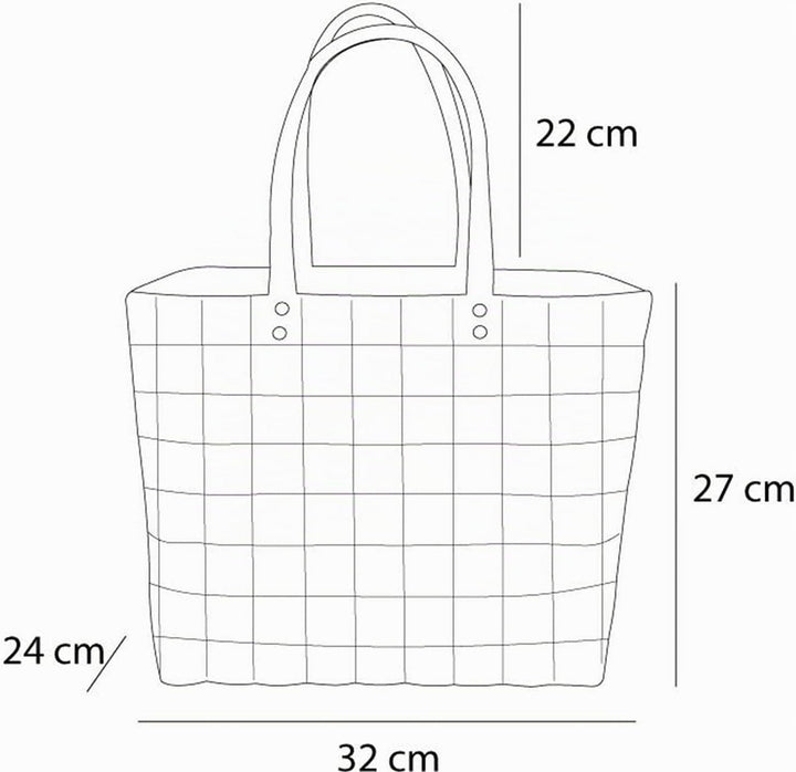 normani Einkaufskorb Shopper geflochten aus Kunststoff - robuster Strandkorb aus wasserabweisendem M
