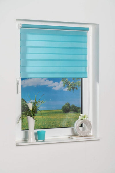 K-home 277196-7 Klemmfix Doppelrollo Madrid ohne Bohren Iceblau 100 x 150 cm (B x L), Iceblau 100 x