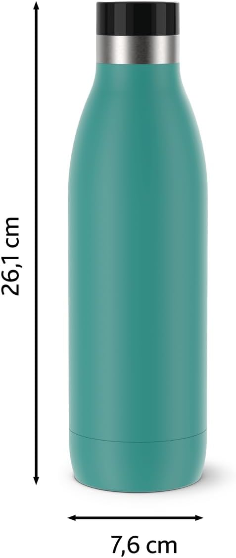 Emsa Bludrop Isolier-Trinkflasche, 0,7 Liter, 100% dicht, Quick-Press Verschluss, Ergonomischer 360°