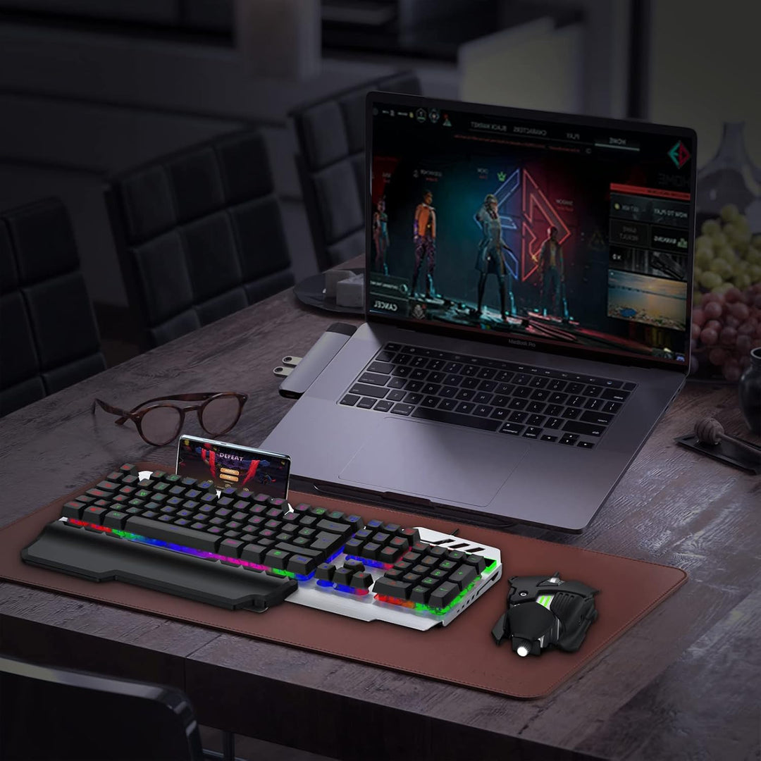 Tastatur Maus Set Gaming Tastatur mit LED RGB Hintergrundbeleuchtung QWERTZ (DE-Layout) Mechanische