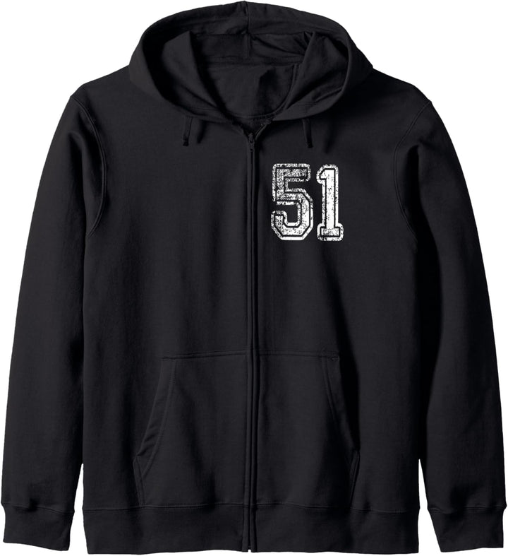 Nummer 51 in grungy weiss Kapuzenjacke