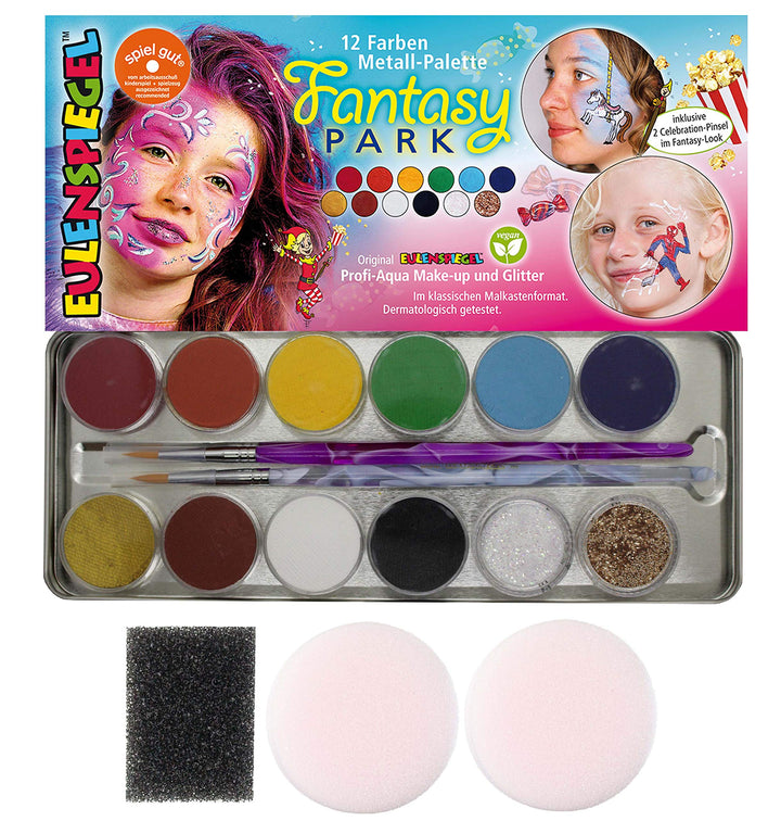 Eulenspiegel 212257 - Schminkpalette Fantasy Park, vegan, Schminkset, Kinderschminken, Karneval, Fas