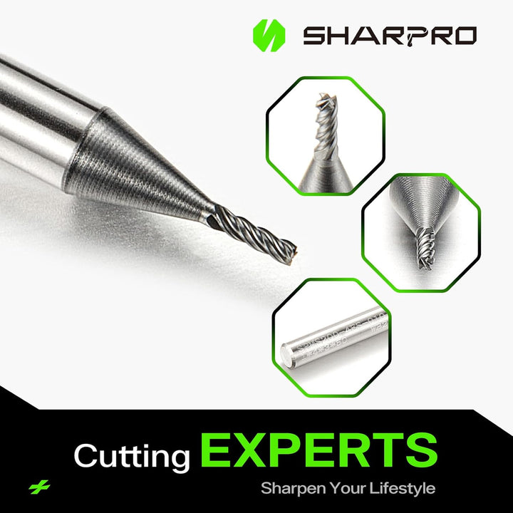 Schaftfräser, 4 mm Schaft and 1 mm Schnittdurchmesser, Hartmetallfräser für CNC-Fräsmaschine, ideal