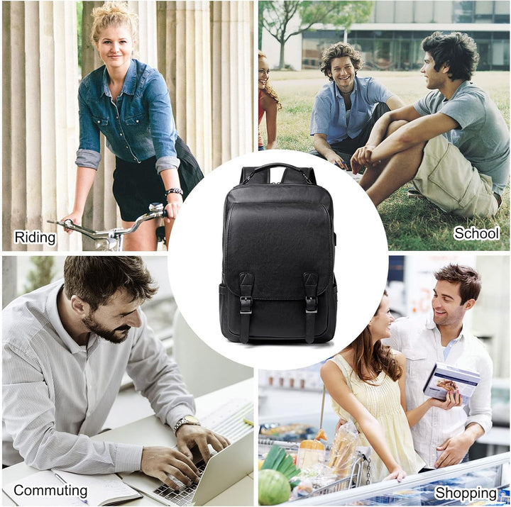 FANDARE Rucksack Laptop Wasserdicht Handgepäck Rucksack Wasserdicht PU-Leder Schulrucksack Herren Da