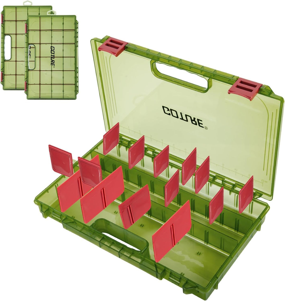 Goture Verdickte Köderbox Angeln 3700 - Transparente Angelbox mit Messlineal, Verstellbaren Trennwän