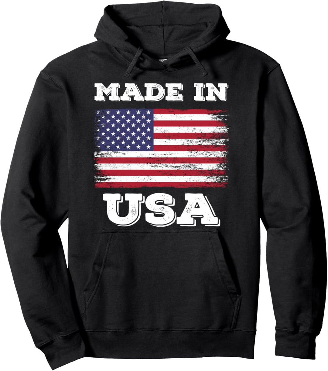 Enjoy Made In USA With USA Flag Novelty Graphic Cool Designs Pullover Hoodie
