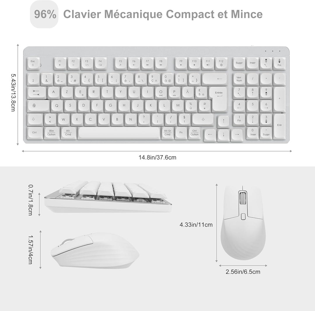 LeadsaiL FA98 Mechanische Tastatur, kabellos, mit Tastatur und Maus mit rotem Schalter, französische