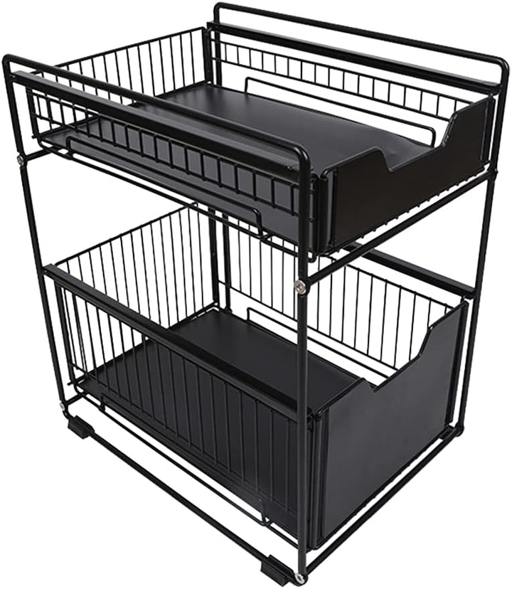 Aufbewahrungsregal unter der Spüle, ausziehbar, Organizer für Küche, Haus, platzsparend, 2 Etagen, a