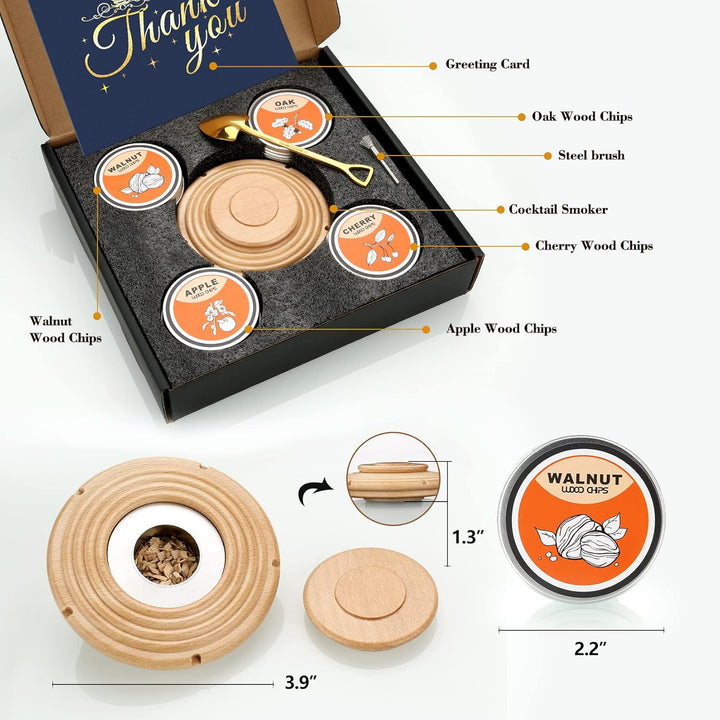 Cocktail Smoker Kit, Cocktail-Räucherset mit 4 Holzchips, Vatertagsgeschenk, Old Fashioned Whiskey S