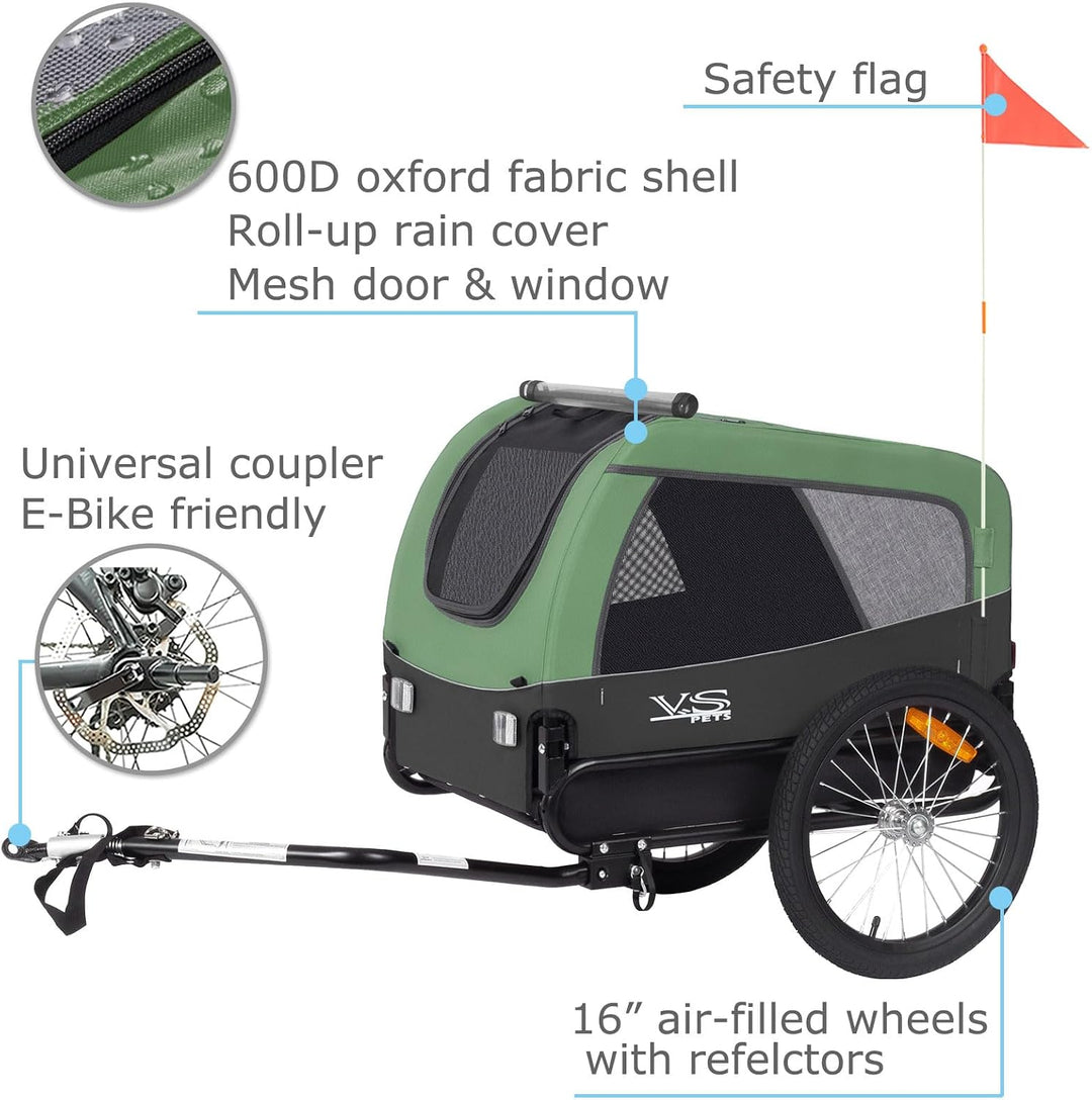 Tiggo VS Medium Hundeanhänger Fahrradanhänger für Hunden bis 23kg Grün/Grau, Grün/Grau