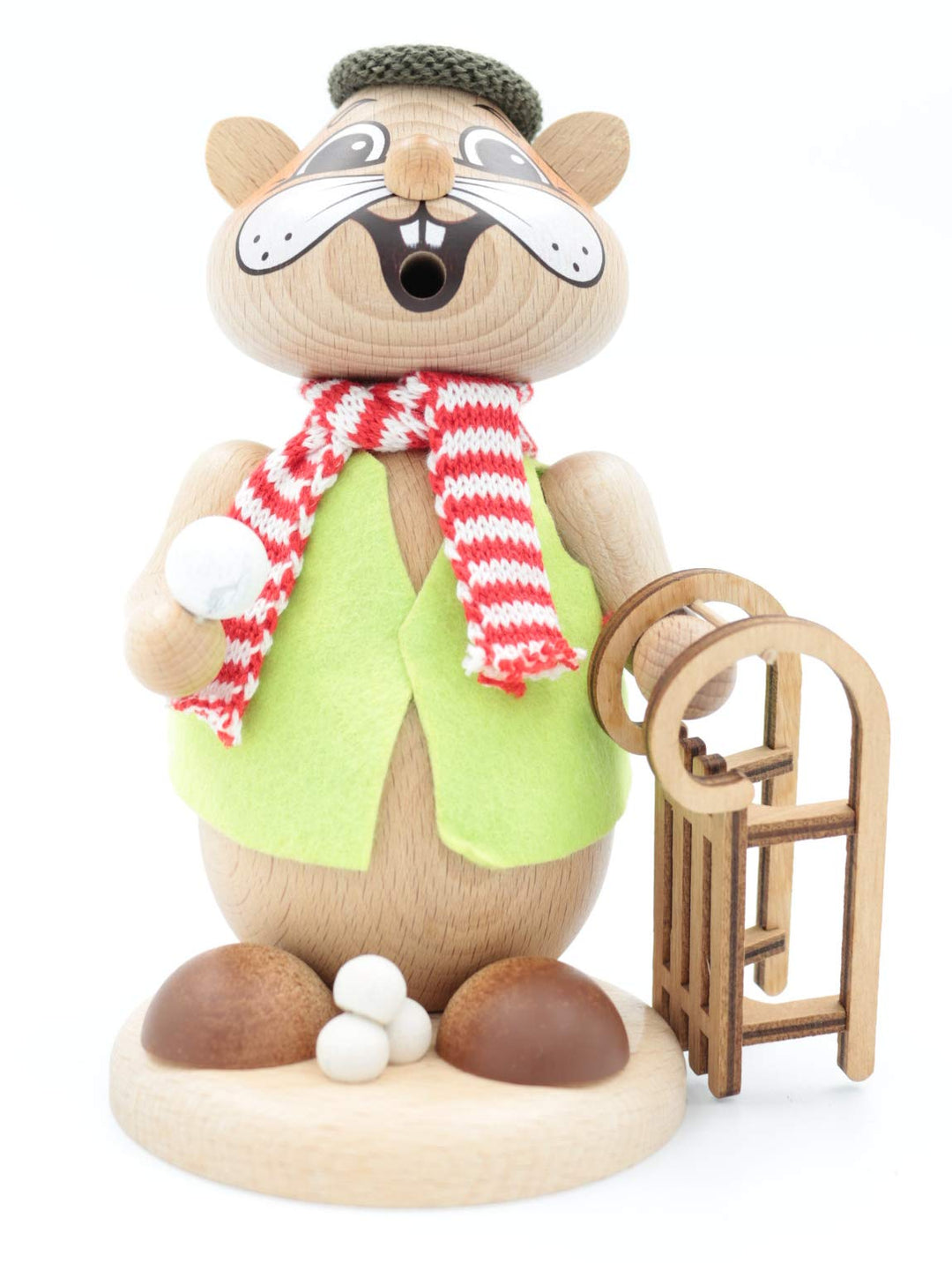 Kuhnert - Erzgebirgische Holzkunst Räuchermann Räucherfigur Hamster 18cm - Rodler, Rodler