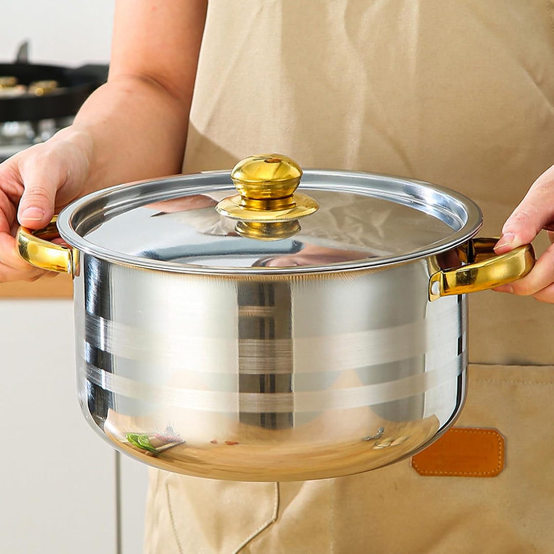 Edelstahl Kochgeschirr-Set Topfset Induktion mit zwei Griffen | 10-teilig Kochtopf Set Töpfe Set mit
