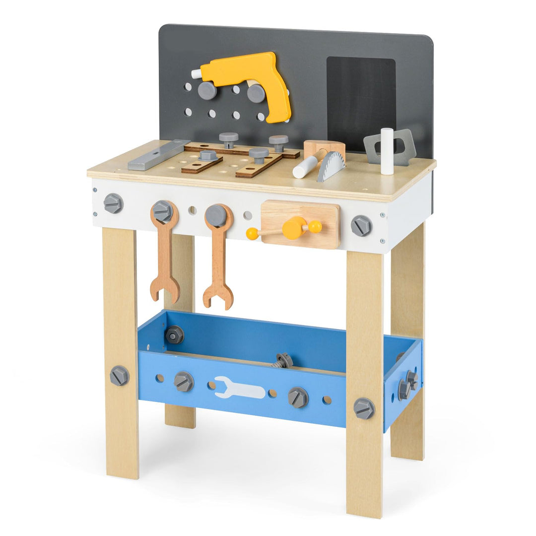 DREAMADE Werkbank Kinder, Werkzeugbank für Kinder aus Holz mit Zubehör, Werkzeug Spielzeug Set mit T