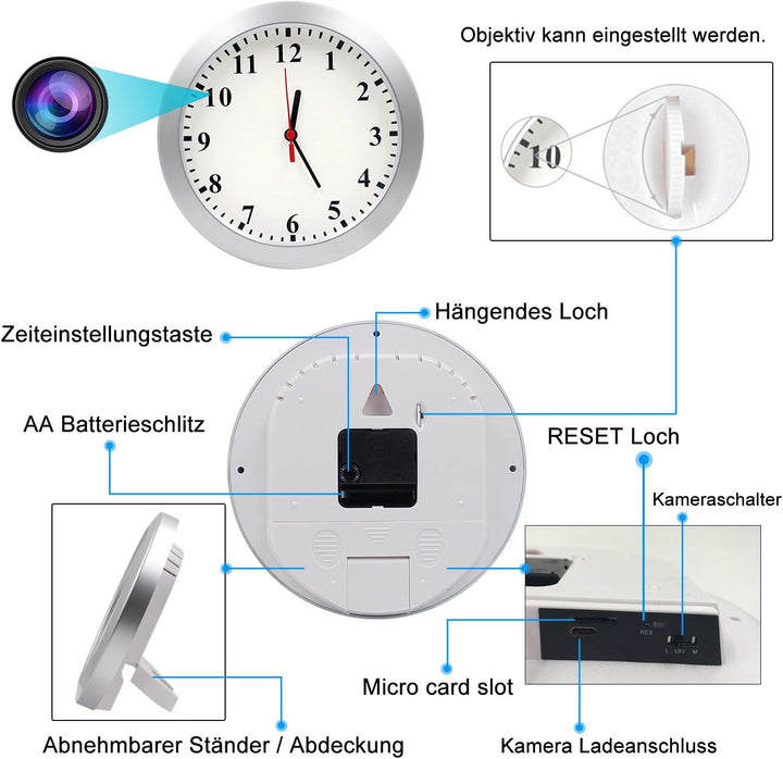 Überwachungskamera, KAMREA HD1080P Versteckte Kamera Mini Kamera Videorecorder Nanny Cam mit Bewegun