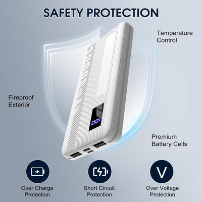 Power Bank, 10000mAh Powerbank Klein Aber Stark, Externe Handyakkus USB C Port, Externer Akku LED Di