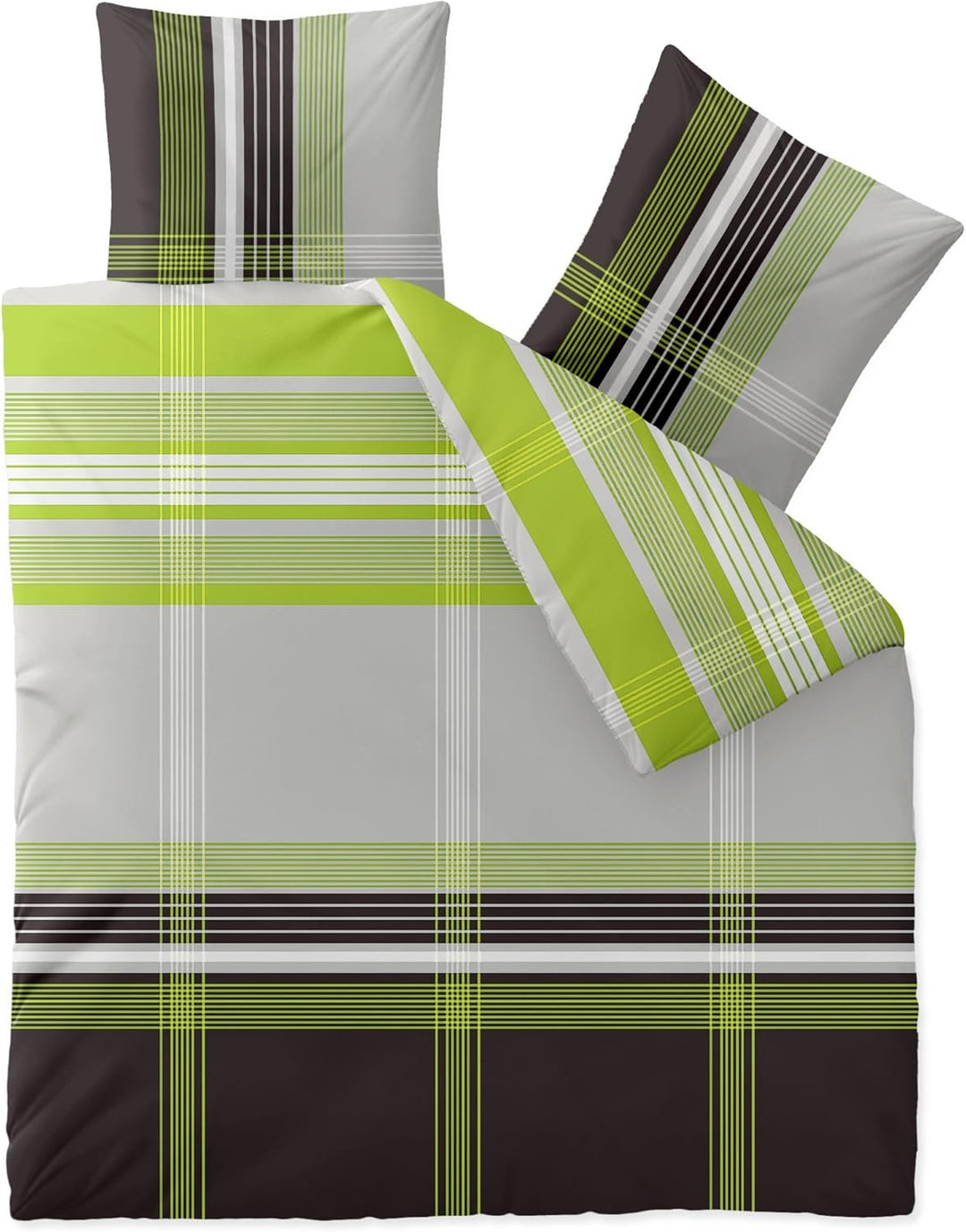 CelinaTex Touchme Biber Bettwäsche 200 x 200 cm 3teilig Baumwolle Bettbezug Corinna Streifen kariert