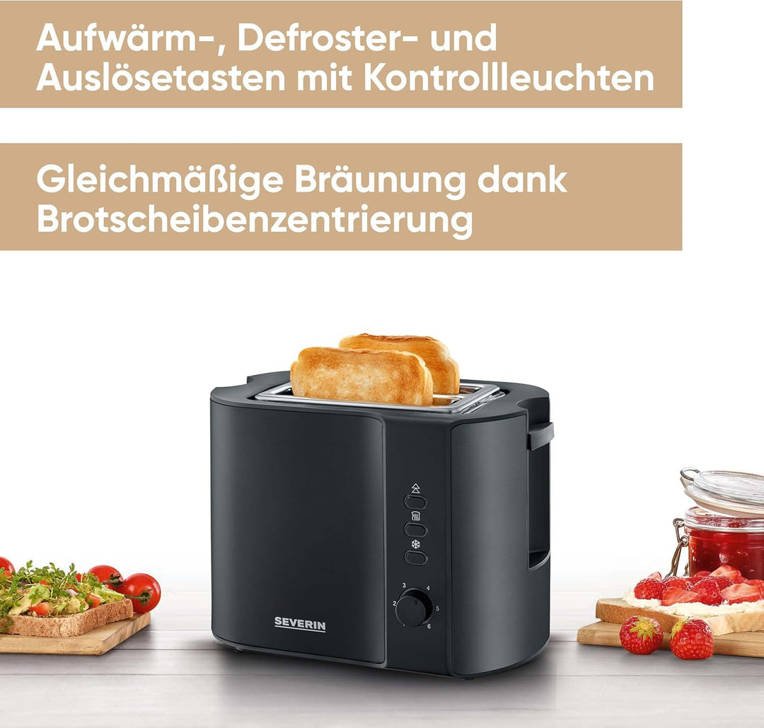 SEVERIN AT 9552 Automatik-Toaster (800 W, Inkl. Brötchen-Röstaufsatz, 2 Röstkammern), Single