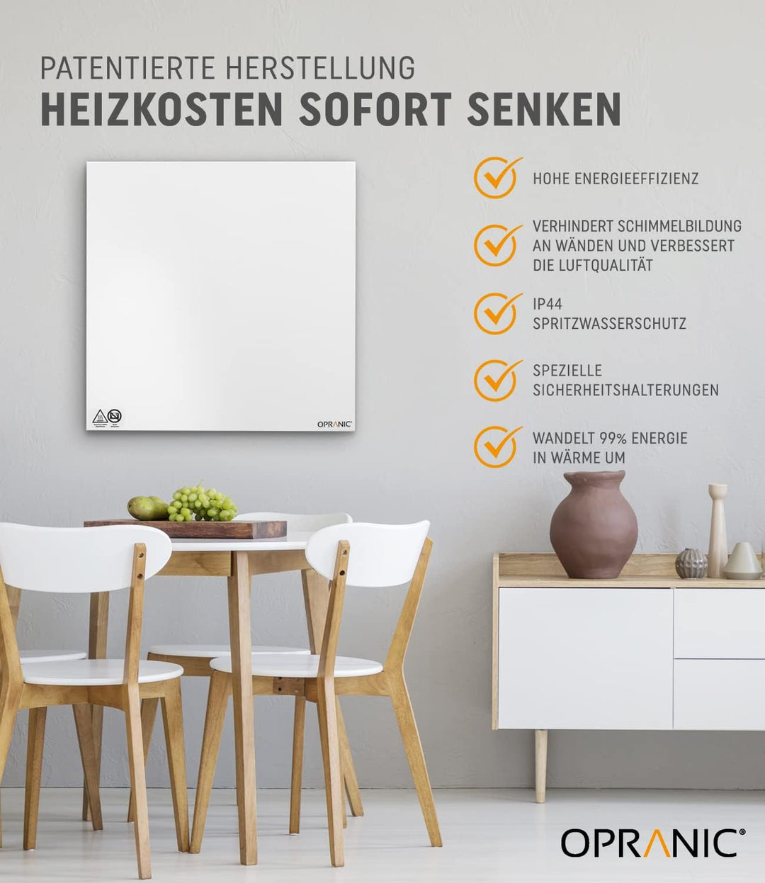OPRANIC P5 Premium Infrarotheizung | 5 Jahre Garantie | Infrarot Wandheizung, Infrarotheizung Decken