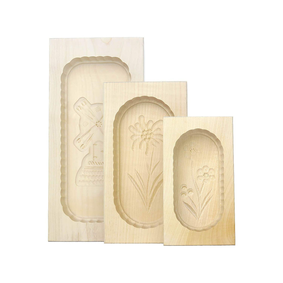 kaese-selber.de Butterformen-3er-Set, eckig, aus Ahornholz