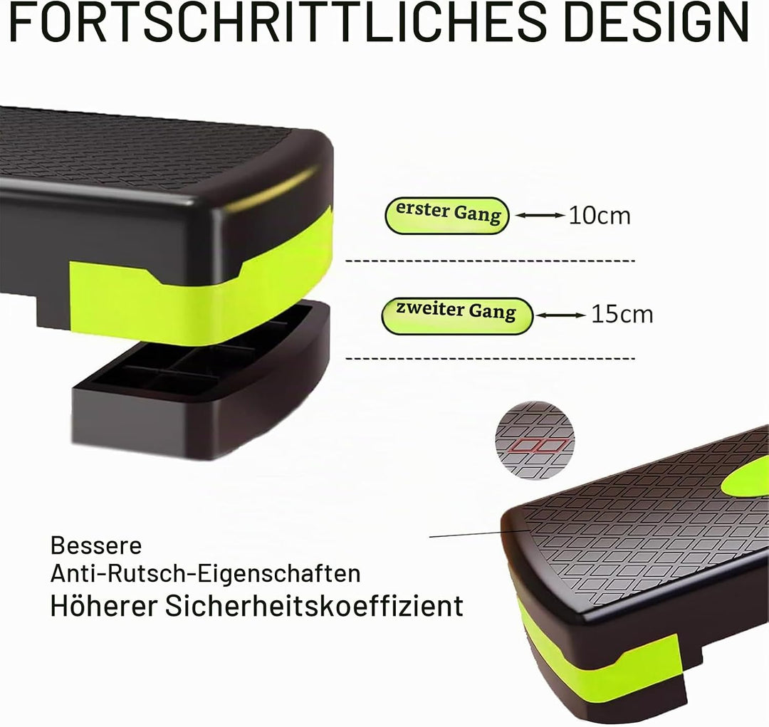 Steppbrett Fitness Aerobic Stepper Höhenverstellbar Step Bench mit 2 Stufen (10/15cm), Hometrainer F
