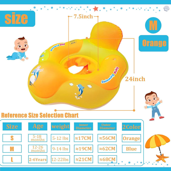 Baby Schwimmring mit UPF50+Sonnendach für ab 3-24 Monate,Aufblasbare Schwimmtrainer Schwimmhilfe Bab