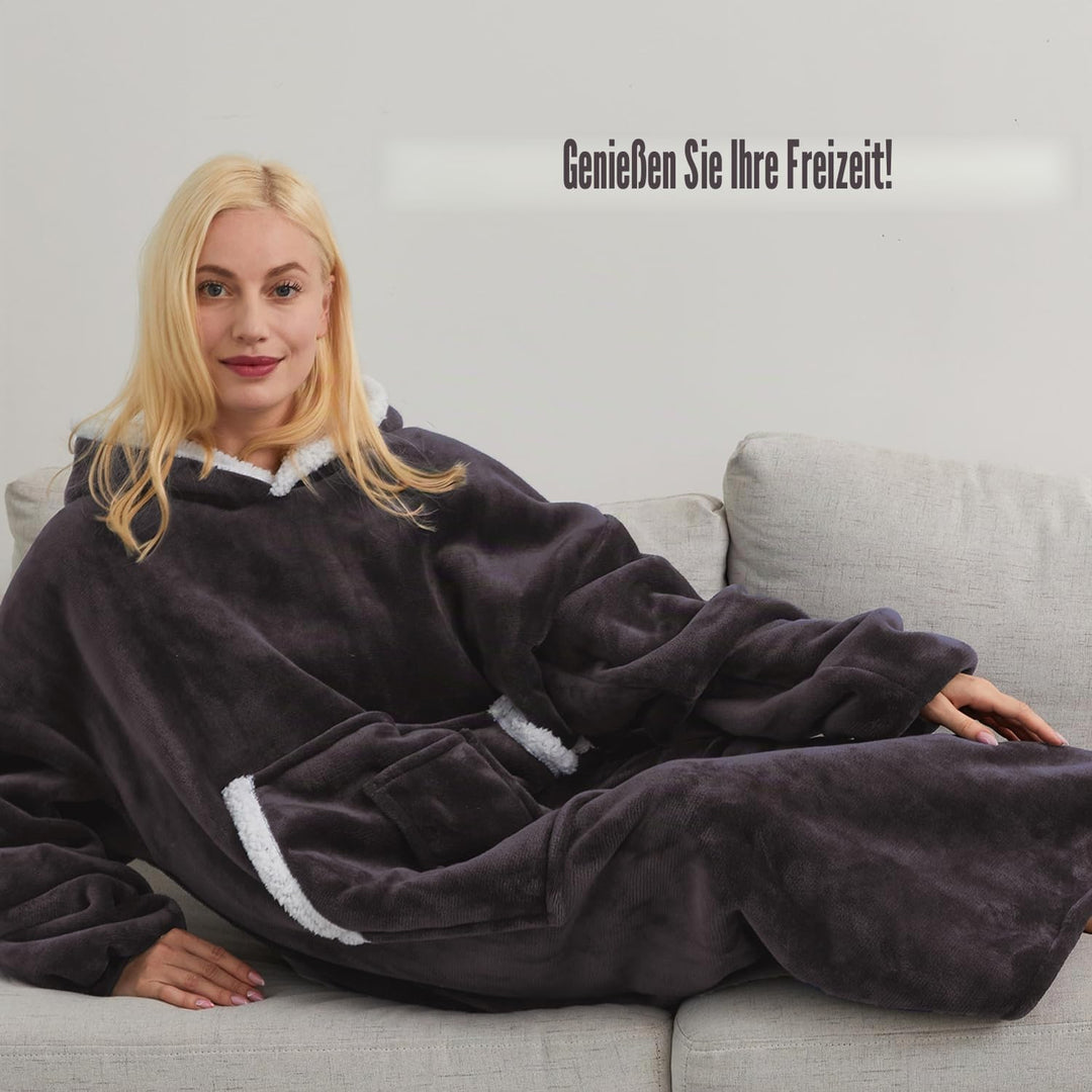 Übergrosses Hoodie Decken Damen, Warme Hoodie Sweatshirt, Einheitsgrösse Dick Kapuzenpullover für Da