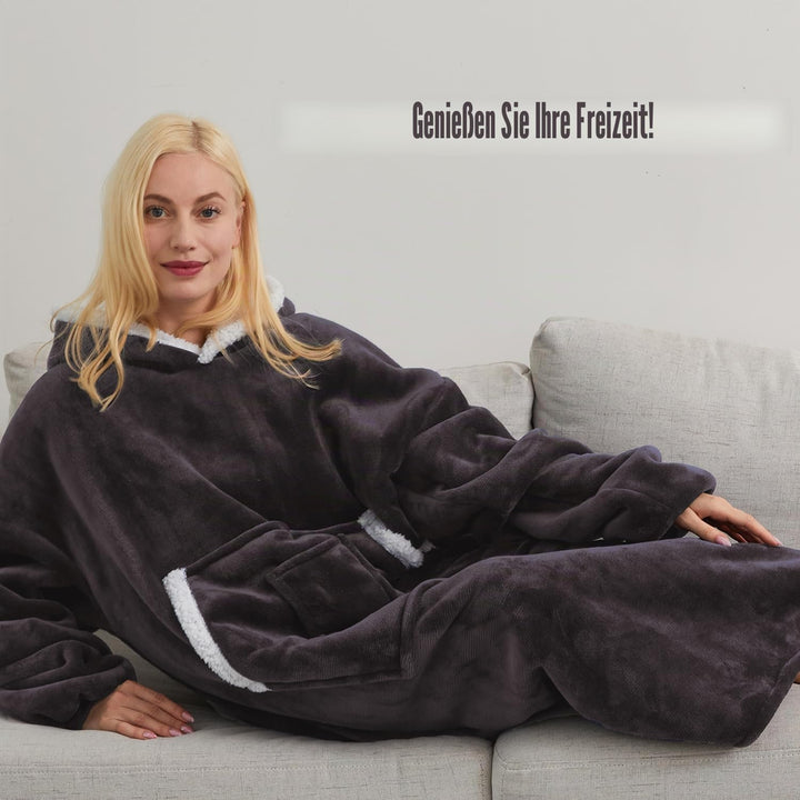 Übergrosses Hoodie Decken Damen, Warme Hoodie Sweatshirt, Einheitsgrösse Dick Kapuzenpullover für Da