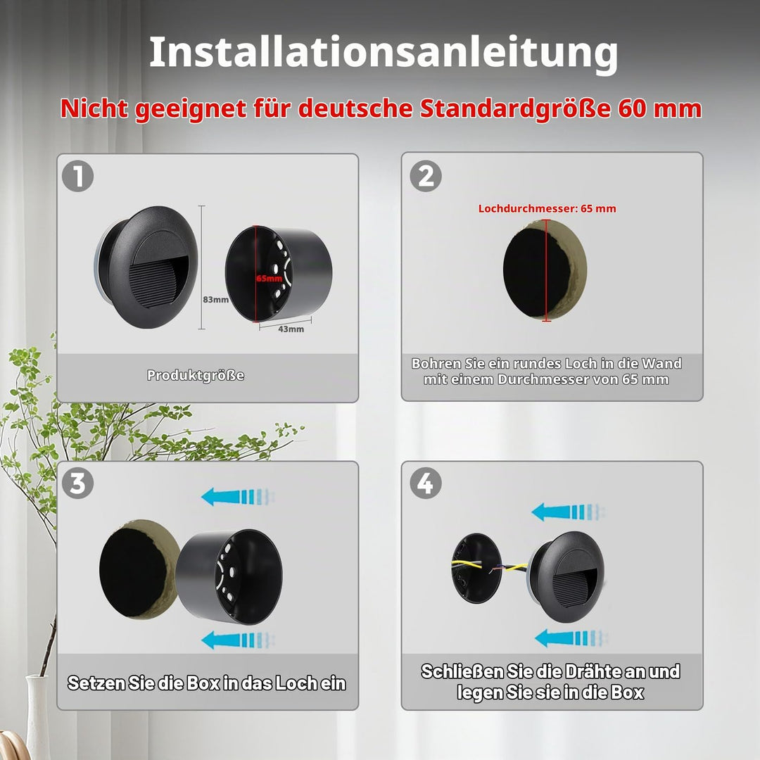 Bluetooth Treppenbeleuchtung aussen RGB warmweiss kaltweiss 1.5W 65mm(Nicht die Standardgrösse 60mm)