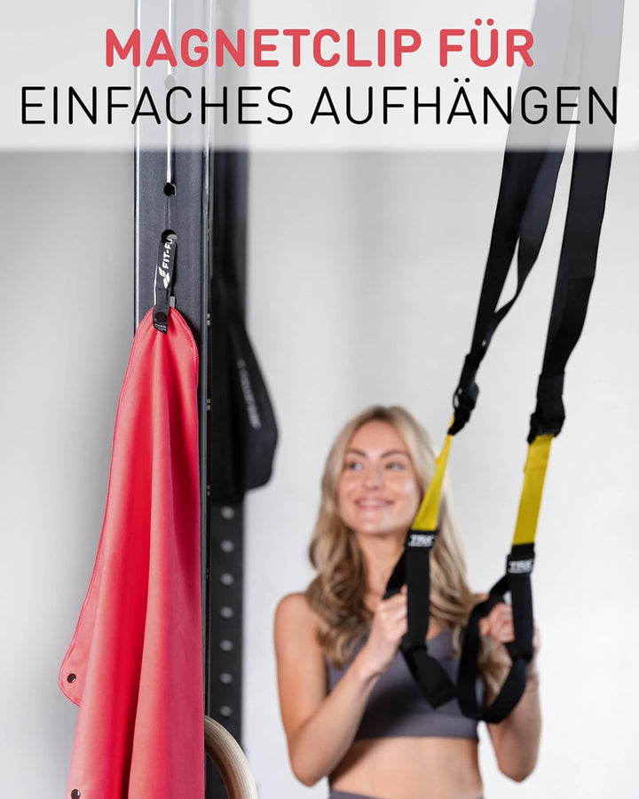 Fit-Flip Fitness Handtuch aus Mikrofaser kompakt und schnelltrocknend | mit Magnet und Reissverschlu