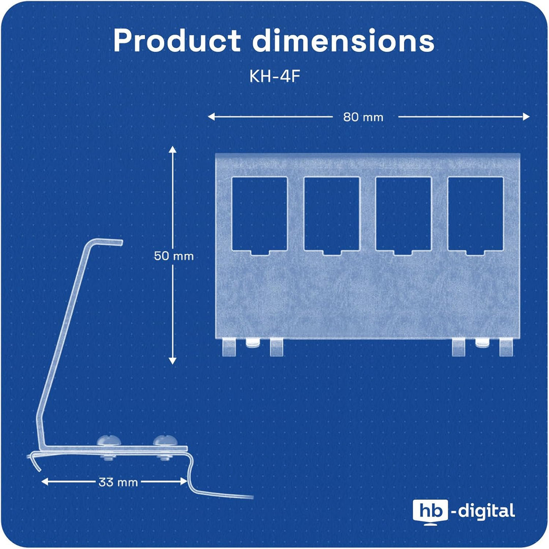hb-digital 4X CAT 7 Keystone Modul RJ45 Buchse STP 10 Gbit/s - werkzeuglos LSA - mit 1x 4-Port 35mm