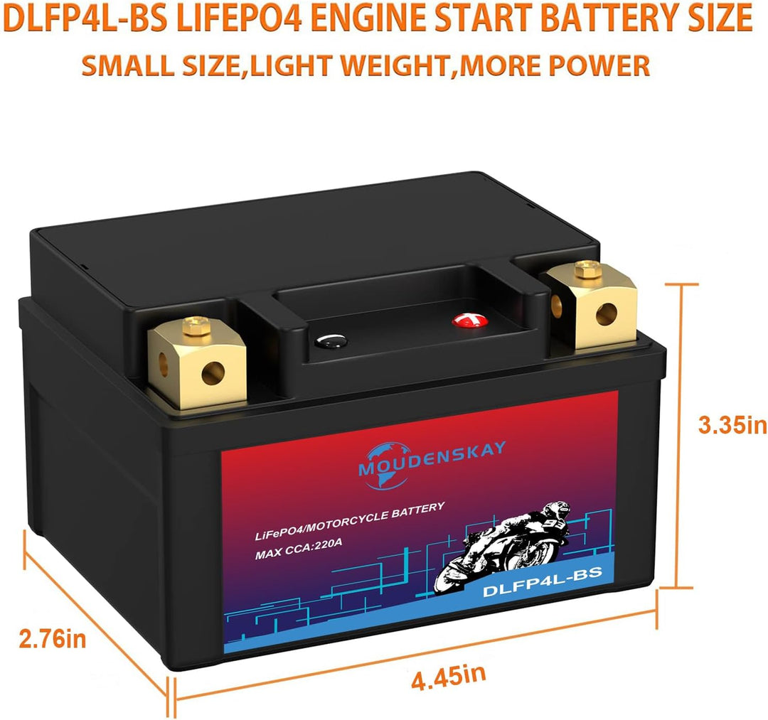 Lithium Motorrad Batterie 12V Lithium Powersports Batterie mit BMS,YTX4L-BS 2.5AH 200~220CCA LiFePO4