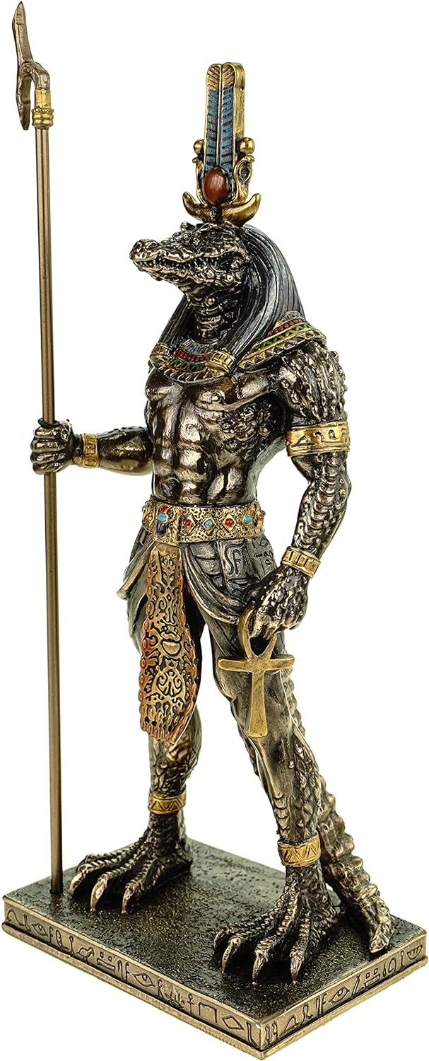 Veronese Figur Sobek ägyptischer Gott des Nils 29 cm Ägypten Pharao bronziert