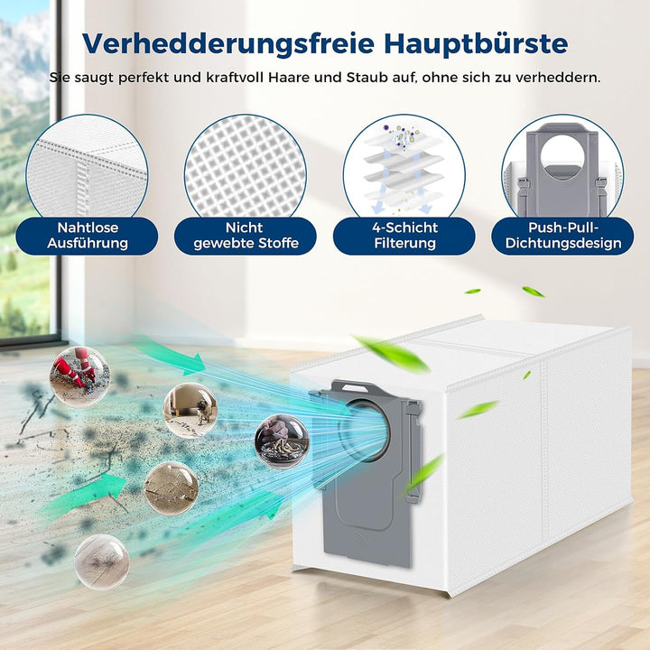 27 Stück Zubehör für Roborock Saros 20 Sonic Saugroboter, mit 2 Hauptbürste, 6 Staubbeutel, 6 Wischp