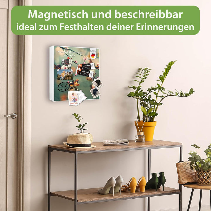 banjado® Grosser Schlüsselkasten Glas/Schlüsselbox 30cm x 30cm mit 50 Haken - Motiv Japankirsche/Sch