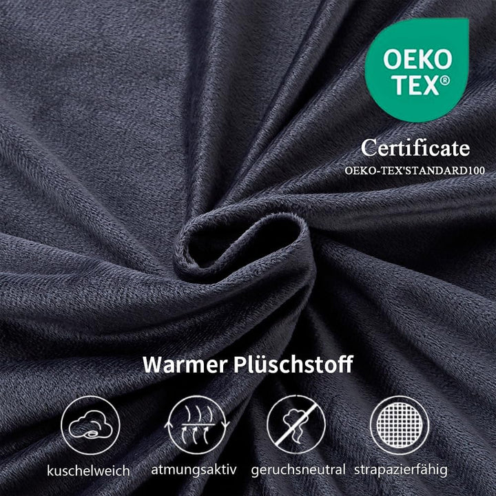 Freyamy Plüsch Bettwäsche 200x200cm 3Teilig Dunkelgrau Grau Samt Biber Cashmere Touch Winterbettwäsc