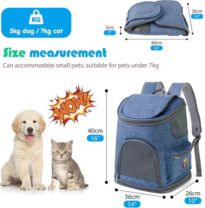 PETCUTE Hunderucksack,Atmungsaktiv Hunde Rucksäcke mit Weicher Matratze,Faltbarer Haustier Rucksack