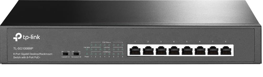 TP-Link TL-SG1008MP 8-Port Gigabit PoE Switch mit 8 PoE+ Ports (Rackmount, 153 Watt, geschirmte RJ-4
