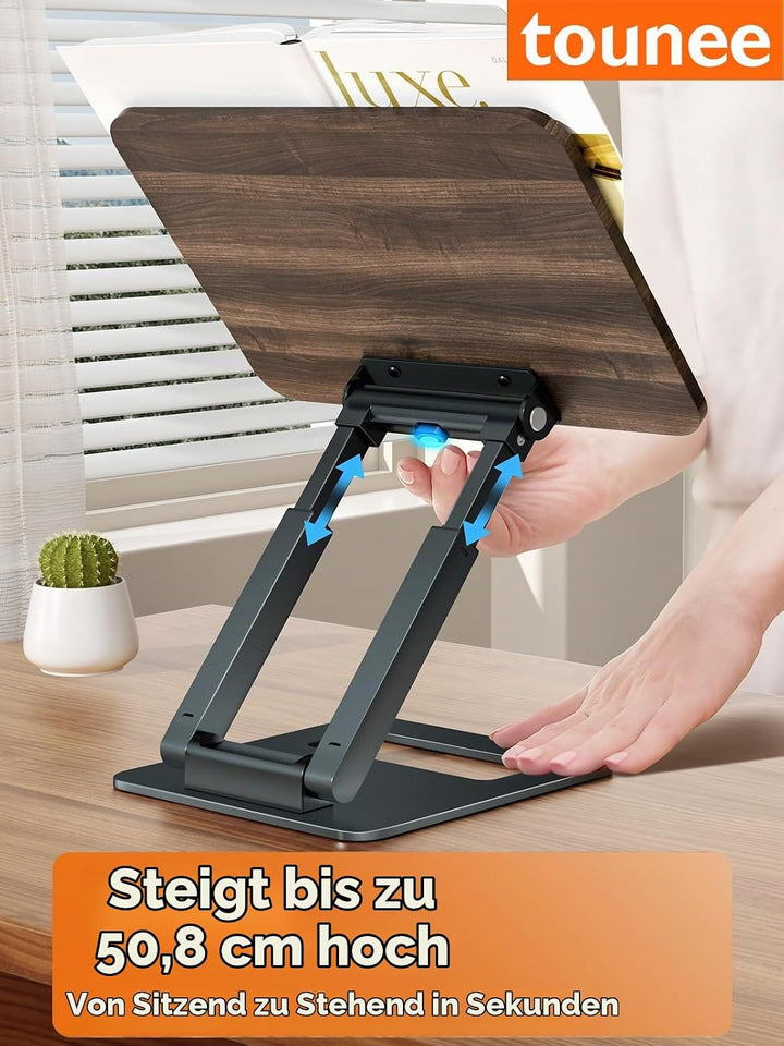 Tounee Buchständer, Teleskop-Buchhalterständer, höhenverstellbar, ausziehbares Design, ergonomischer