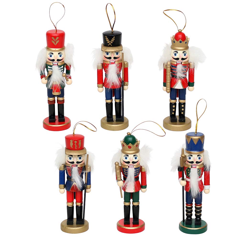 Dekohelden24 521061 Holzbaumbehang, als 6er Set, Motiv: Nussknacker, ca. 13,5 cm, 13,5 cm