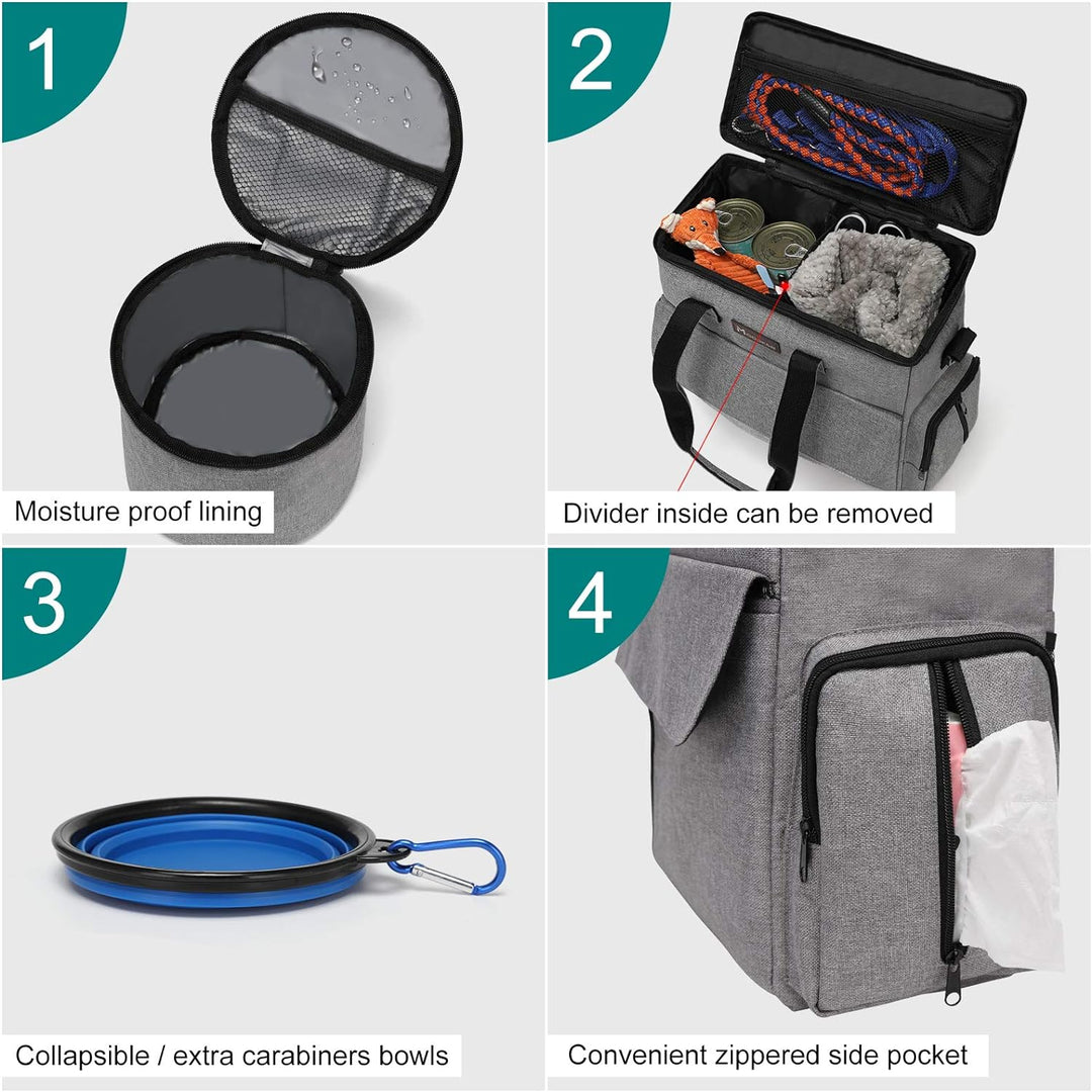 Von Fluggesellschaften zugelassene Haustier-Reisetasche, Wochenend-Hundereiseset für Hund und Katze,