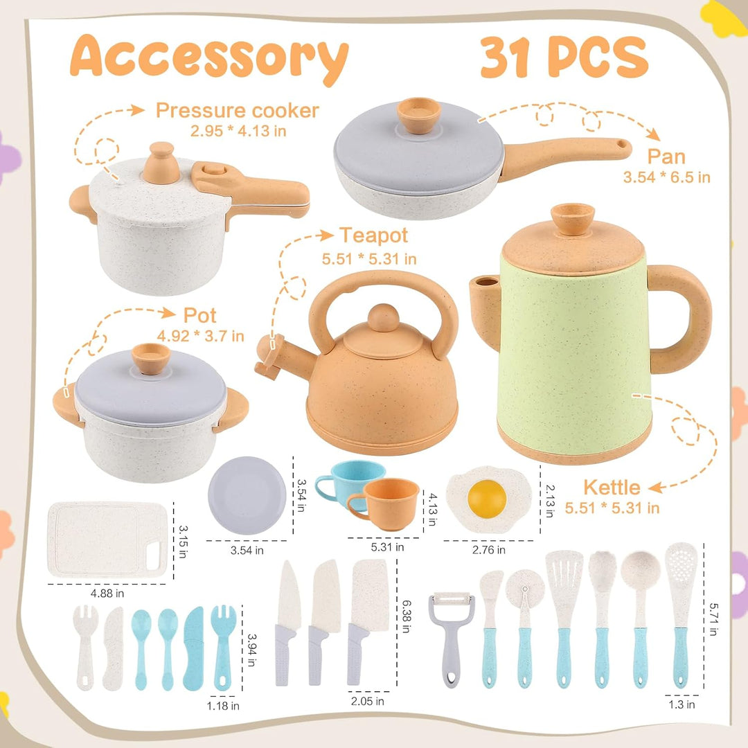 Dreamon Matschküche Zubehör Outdoor Kinderküche Spielküche Zubehör Kinder Töpfe Und Pan Set 31PCS Kü