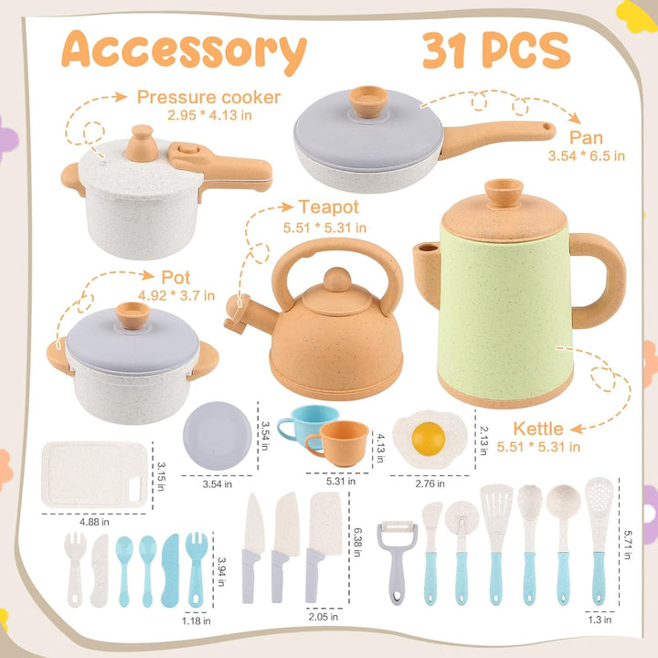 Dreamon Matschküche Zubehör Outdoor Kinderküche Spielküche Zubehör Kinder Töpfe Und Pan Set 31PCS Kü