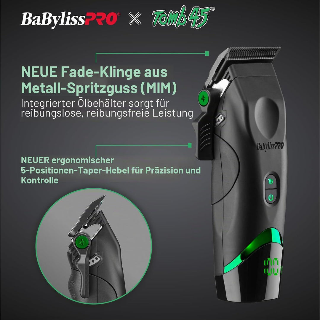 BaBylissPRO x Tomb45 Haarschneidemaschine für Herren, kabellos aufladbar Schermaschine, Schermaschin
