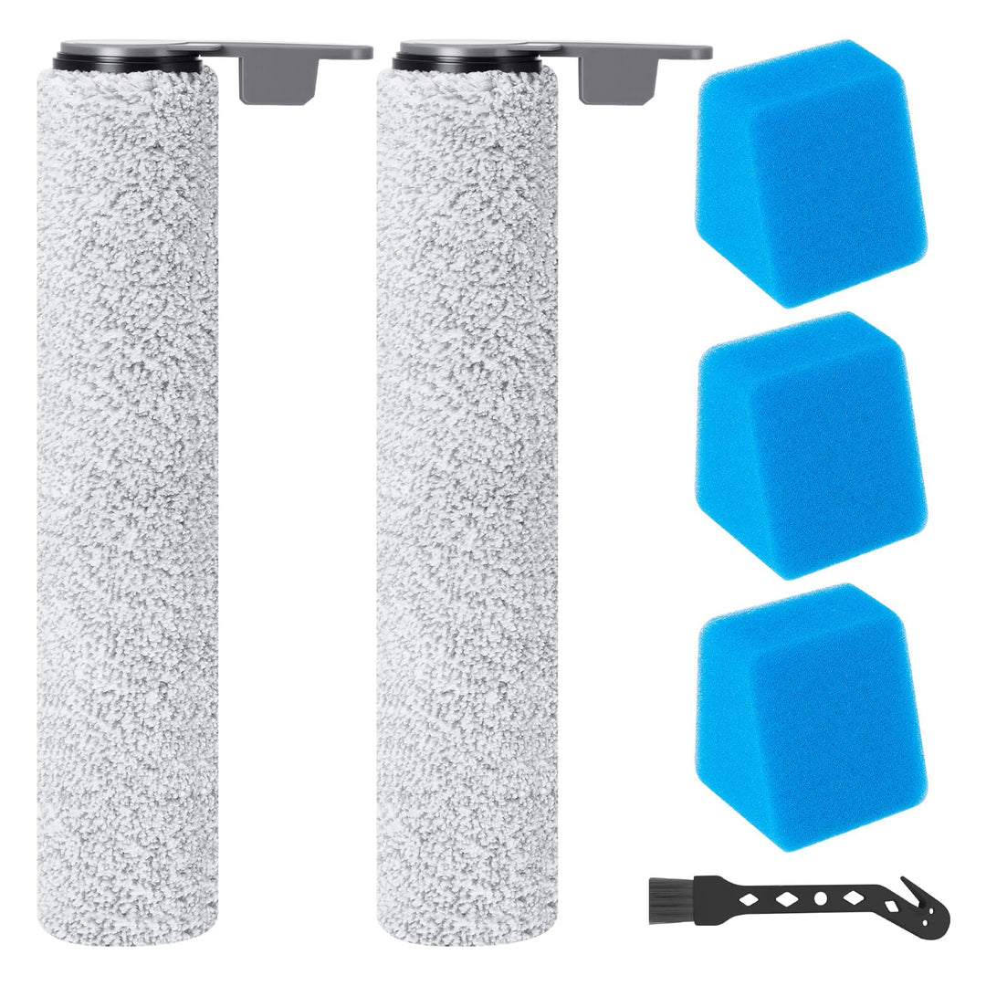 Bürstenrolle Filter Ersatzteile für JONR ED12 Pro Nass Trockensauger Akku, 2 Bürstenrollen + 3 Watte