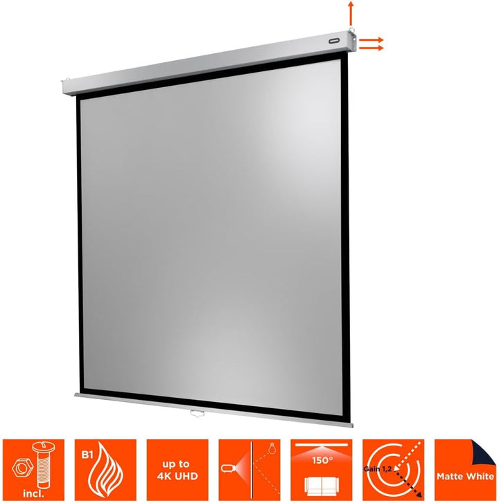 celexon manuell ausziehbare Heimkino- und Business-Rollo-Beamer-Leinwand 4K und Full-HD mit Slow-Ret