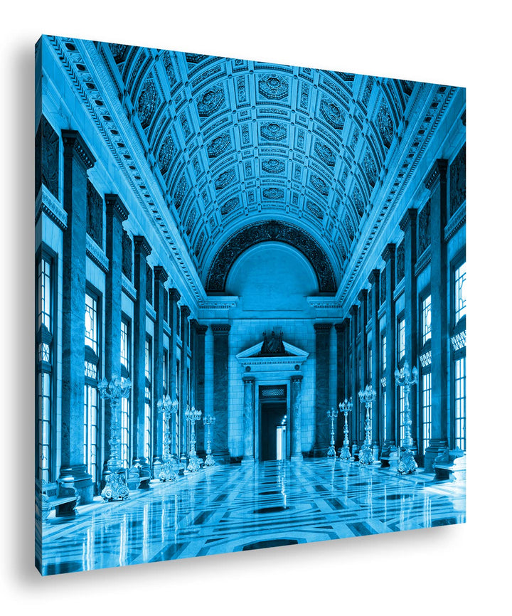 grosse Halle des Kapitols in Havanna Format: 40x40 Effekt: Monocrome Blau als Leinwandbild, Motiv fe