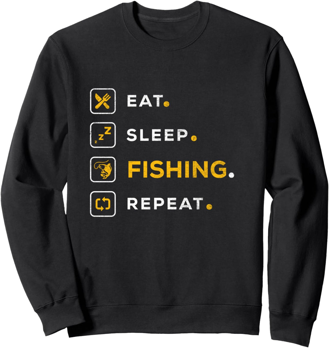 Funny Christmas Fishing Gift Eat Sleep Fishing Sweatshirt