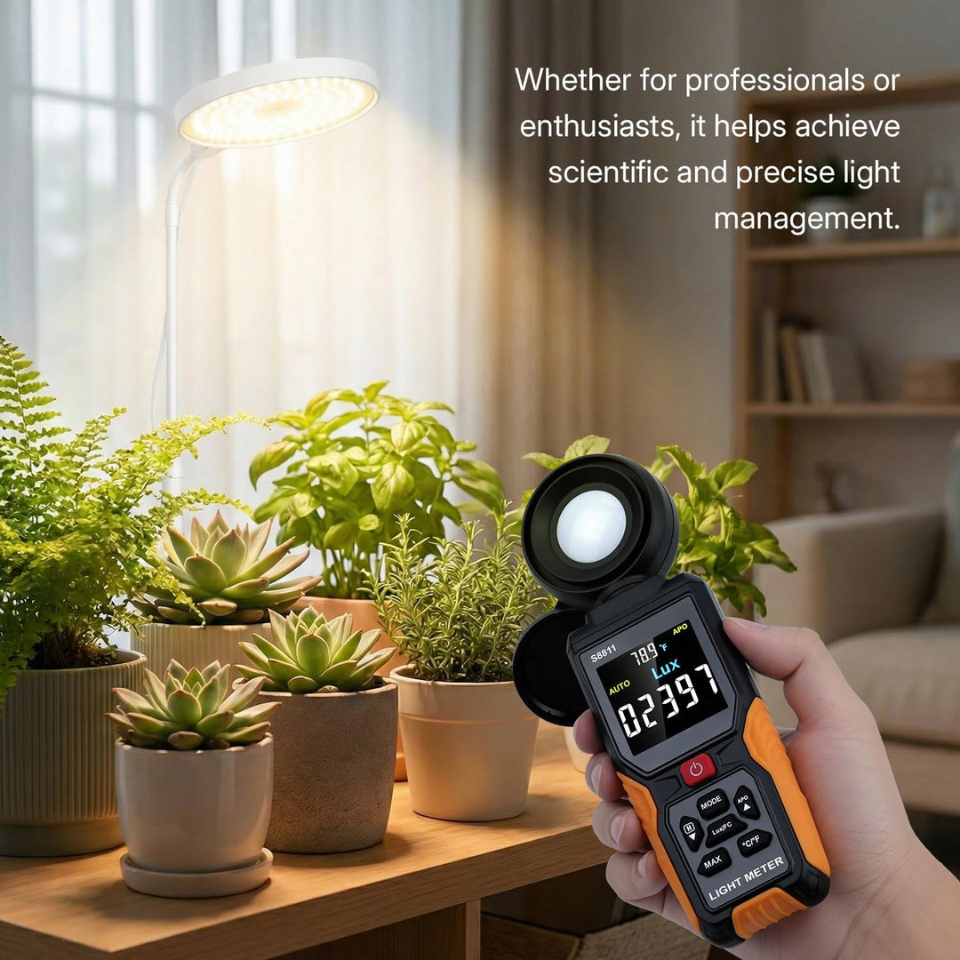 Mcbazel Digitales Luxmeter, Hochpräziser Belichtungsmesser Tragbare Photometer 200.000 Lux/FC mit 27