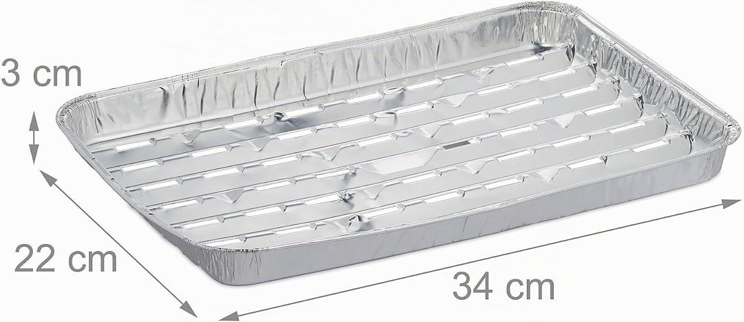 Relaxdays Grillschale Alu, 25er Set, BxT: 34 x 22 cm, Aluminiumschale mit Löchern, bis 260°C, Grill
